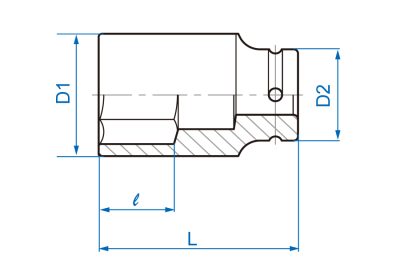 6435S - Dado de Impacto de 6 Puntos Profundo en Pulgadas de 3/4" DR